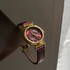 Women's Alloy Case Pu Strap Round Dial Quartz Leisure Vintage Artistic Light Luxury Watch