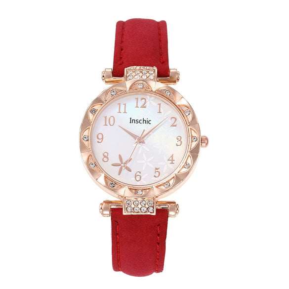 Women's Alloy Case Quartz Belt Watch With Imitation Leather Strap Round Dial Starfish Design Leisure Style
