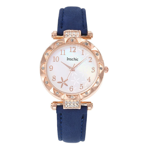 Women's Alloy Case Quartz Belt Watch With Imitation Leather Strap Round Dial Starfish Design Leisure Style