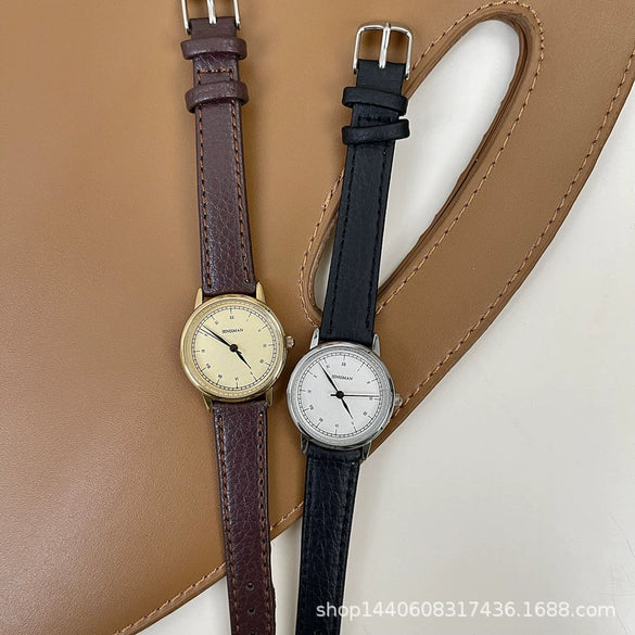 Women's Alloy Case Quartz Watch With Golden Dial Roman Digital And Small Round Shape Leisure Style