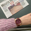 Women's Alloy Case Quartz Watch With Imitation Leather Strap And Stainless Steel Horseshoe Buckle Round Dial Sports Style