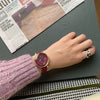 Women's Alloy Case Quartz Watch With Imitation Leather Strap And Stainless Steel Horseshoe Buckle Round Dial Sports Style
