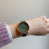 Women's Alloy Case Quartz Watch With Imitation Leather Strap And Stainless Steel Horseshoe Buckle Round Dial Sports Style