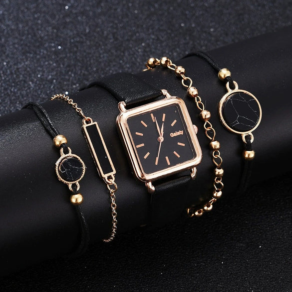 Women's Alloy Case Quartz Watch With Printed Logo Round Dial And Leisure Style