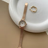 Women's Alloy Case Round Gold Watch