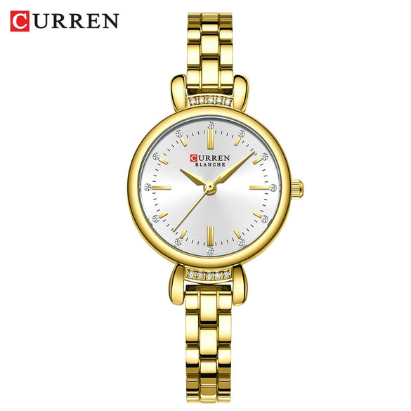 Women's Alloy Case Stainless Steel Band Round Dial Leisure Quartz Wrist Watch