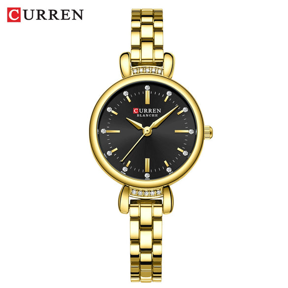 Women's Alloy Case Stainless Steel Band Round Dial Leisure Quartz Wrist Watch