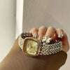 Women's Alloy Case Stainless Steel Band Square Fashion Quartz Watch