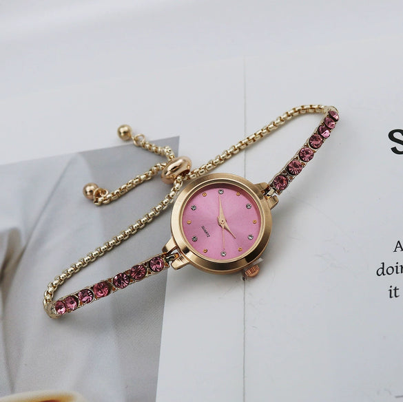 Women's Alloy Case Stainless Steel Strap Round Dial Quartz Bracelet Watch With Mineral Reinforced Glass Mirror Simple Light Luxury And Leisure Style