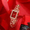 Women's Alloy Case Stainless Steel Strap Square Quartz Watch With Matching Jewelry Set Fashion Simple Elegant Leisure Style