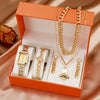 Women's Alloy Case Stainless Steel Strap Square Quartz Watch With Matching Jewelry Set Fashion Simple Elegant Leisure Style