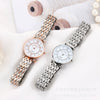 Women's Alloy Case Steel Band Round Dial Casual Quartz Wristwatch