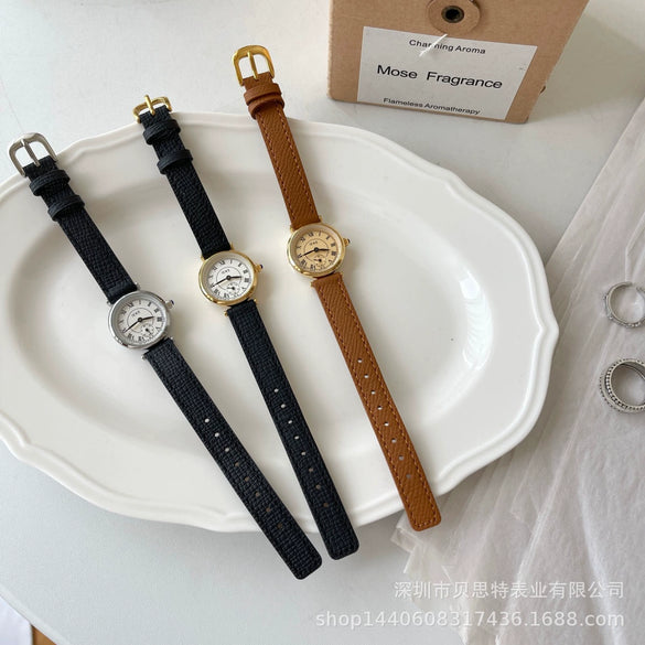 Women's Alloy Case Watch Antique Retro Round With Roman Scale
