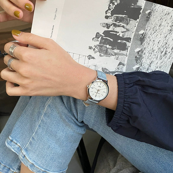 Women's Alloy Case Watch With Bamboo Pattern Strap Leisure Style