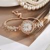 Women's Alloy Casual Round Dial Watch With Spiral Crown And Titanium Metal Doublesided Button