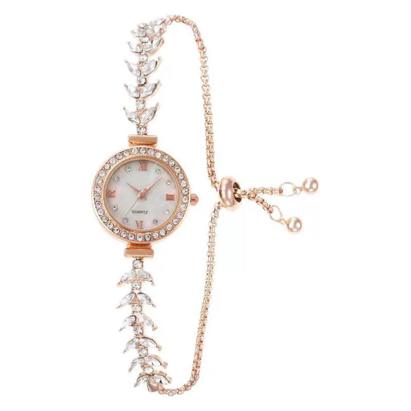 Women's Alloy Casual Round Dial Watch With Spiral Crown And Titanium Metal Doublesided Button