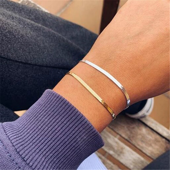 Women's Alloy Chain Bracelet With Electroplating And Geometric Style