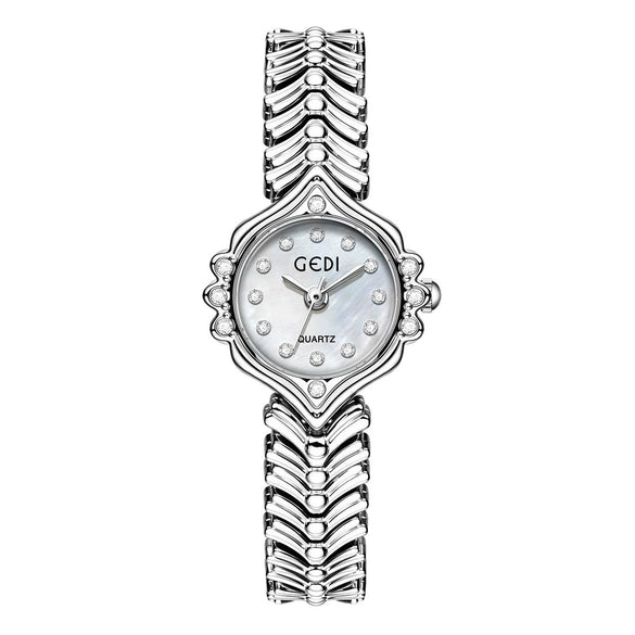 Women's Alloy Chain Round Dial Motherofpearl Quartz Watch With Fishtail Hand And Spiral Crown