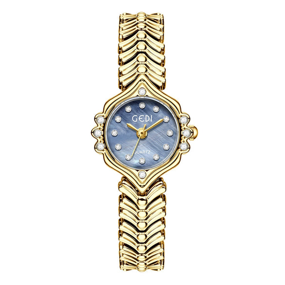 Women's Alloy Chain Round Dial Motherofpearl Quartz Watch With Fishtail Hand And Spiral Crown
