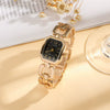 Women's Alloy Chain Watch And Butterfly Bracelet Fivepiece Set Square Shape Elegant Fashion Business Style