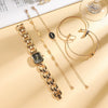 Women's Alloy Chain Watch And Butterfly Bracelet Fivepiece Set Square Shape Elegant Fashion Business Style