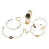 Women's Alloy Chain Watch And Butterfly Bracelet Fivepiece Set Square Shape Elegant Fashion Business Style