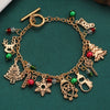 Women's Alloy Christmas Bracelet With Crystal Christmas Tree Old Man And Snowflake Pendants Electroplated Cartoon Festival Jewelry