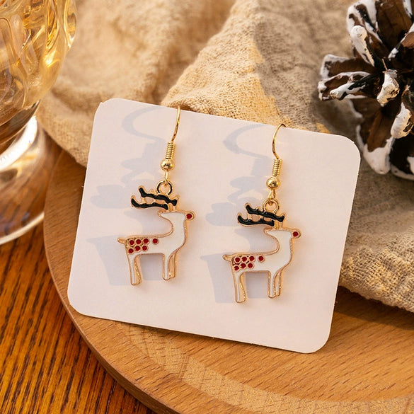 Women's Alloy Christmas Cartoon Style Geometric Earrings With Festival Elements And Electroplating