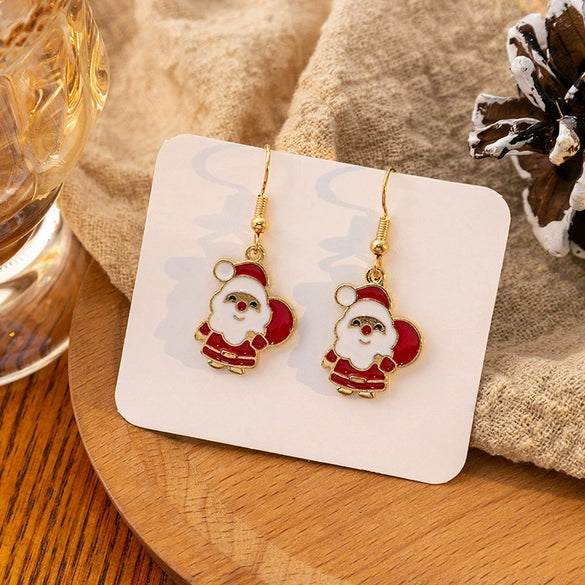 Women's Alloy Christmas Cartoon Style Geometric Earrings With Festival Elements And Electroplating