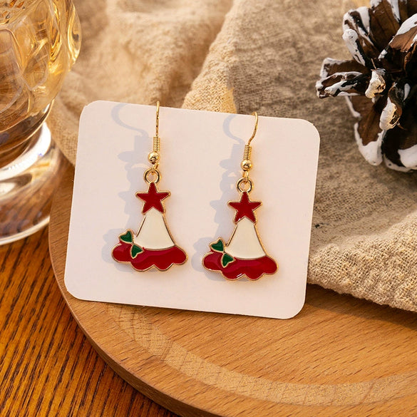 Women's Alloy Christmas Cartoon Style Geometric Earrings With Festival Elements And Electroplating
