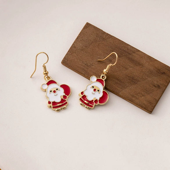 Women's Alloy Christmas Cartoon Style Geometric Earrings With Festival Elements And Electroplating