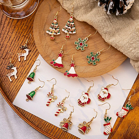 Women's Alloy Christmas Cartoon Style Geometric Earrings With Festival Elements And Electroplating