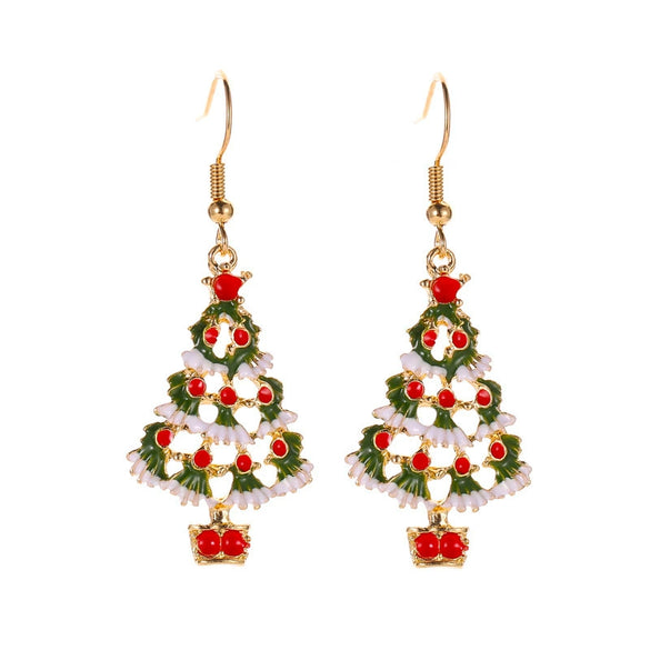 Women's Alloy Christmas Earrings With Electroplated Santa Claus Christmas Tree And Merry Christmas Letter Designs