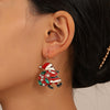 Women's Alloy Christmas Earrings With Electroplated Santa Claus Christmas Tree And Merry Christmas Letter Designs