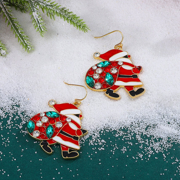 Women's Alloy Christmas Earrings With Electroplated Santa Claus Christmas Tree And Merry Christmas Letter Designs