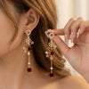 Women's Alloy Christmas Tree Bellshaped Long Tassel Earrings With Dripping Oil Finish And Stainless Steel Ear Posts