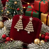 Women's Alloy Christmas Tree Drop Earrings With Colorful Diamond Accents And Electroplated Finish Stainless Steel Ear Needles