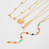 Women's Alloy Clavicle Chain With Colorful Crystal Sunflower Fish Pendant Star Geometric Animal Zodiac Pattern And Electroplating Design