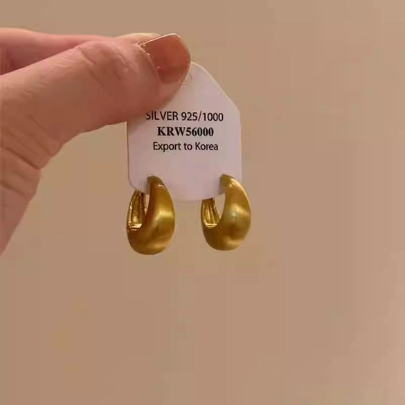 Women's Alloy Copper Geometric Oval Hoop Earrings Matte Brushed Electroplating Design