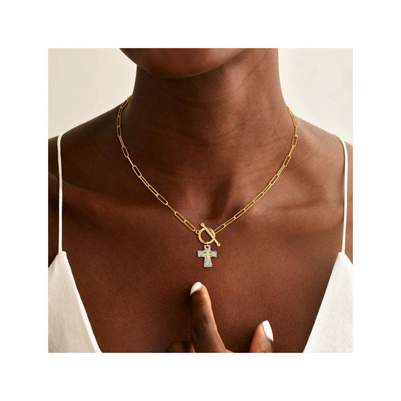 Women's Alloy Cross Necklace With Electroplated Geometric Pendant And Simple Light Luxury Chain
