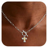 Women's Alloy Cross Necklace With Electroplated Geometric Pendant And Simple Light Luxury Chain