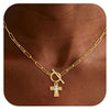 Women's Alloy Cross Necklace With Electroplated Geometric Pendant And Simple Light Luxury Chain