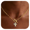 Women's Alloy Cross Necklace With Electroplated Geometric Pendant And Simple Light Luxury Chain