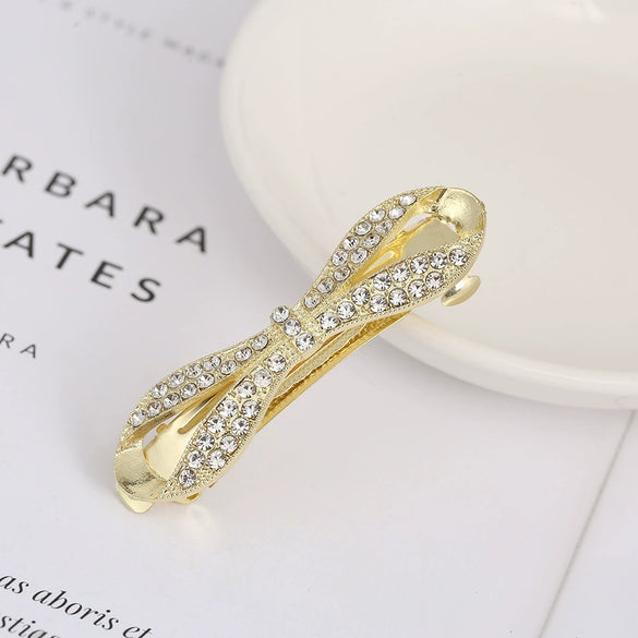 Women's Alloy Crystal Bow Spring Clip Hair Accessory With Electroplating
