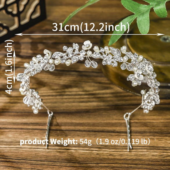 Women's Alloy Crystal Floral Leaf Bridal Hairband Elegant Flower Hair Band For Wedding Headdress