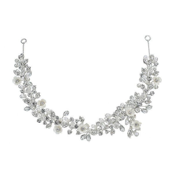 Women's Alloy Crystal Floral Leaf Bridal Hairband Elegant Flower Hair Band For Wedding Headdress