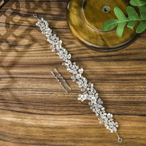 Women's Alloy Crystal Floral Leaf Bridal Hairband Elegant Flower Hair Band For Wedding Headdress