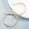 Women's Alloy Cshaped Geometric Hoop Earrings With Engraved Circle Design And Statement Fashion Style