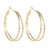 Women's Alloy Cshaped Geometric Hoop Earrings With Engraved Circle Design And Statement Fashion Style