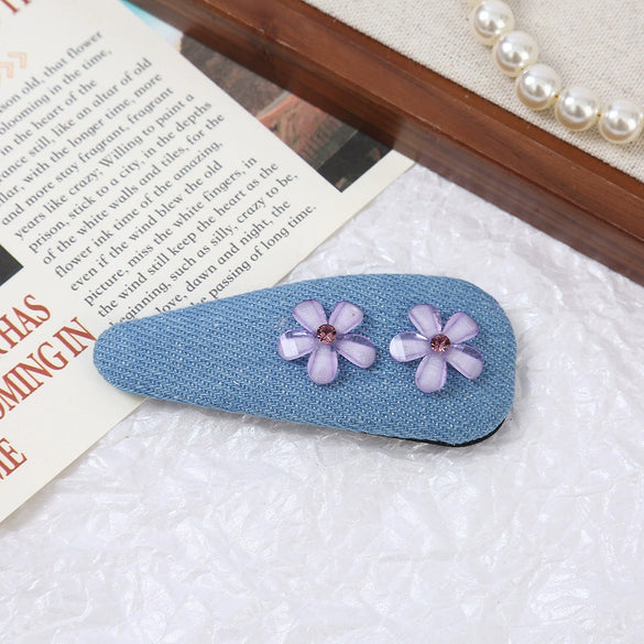 Women's Alloy Denim Blue Little Flower Rhinestone Hairpin Set With Diamonds